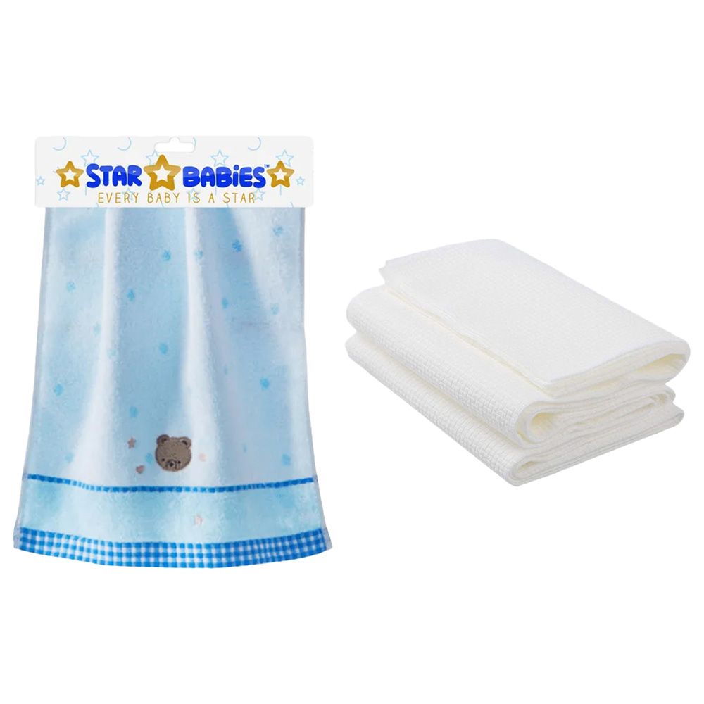 Star Babies Face Towel w Disposable Towel 3pcs Blue