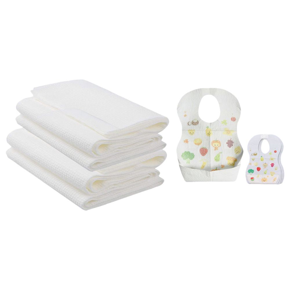 Star Babies Disposable Bibs 10pcs w Disposable Towel 6pcs Fruits