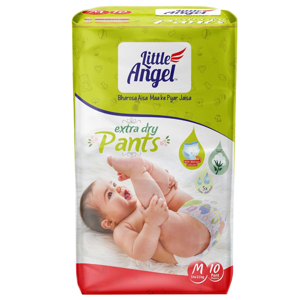 Little Angel Extra Dry Baby Pants Diaper, Medium (M) Size, 56 Count, Super  Absorbent Core Up to 12 Hrs. Protection, Soft Elastic Waist Grip & Wetness  Indicator, Pack of 1, 56 count/pack, Upto 5-11kg