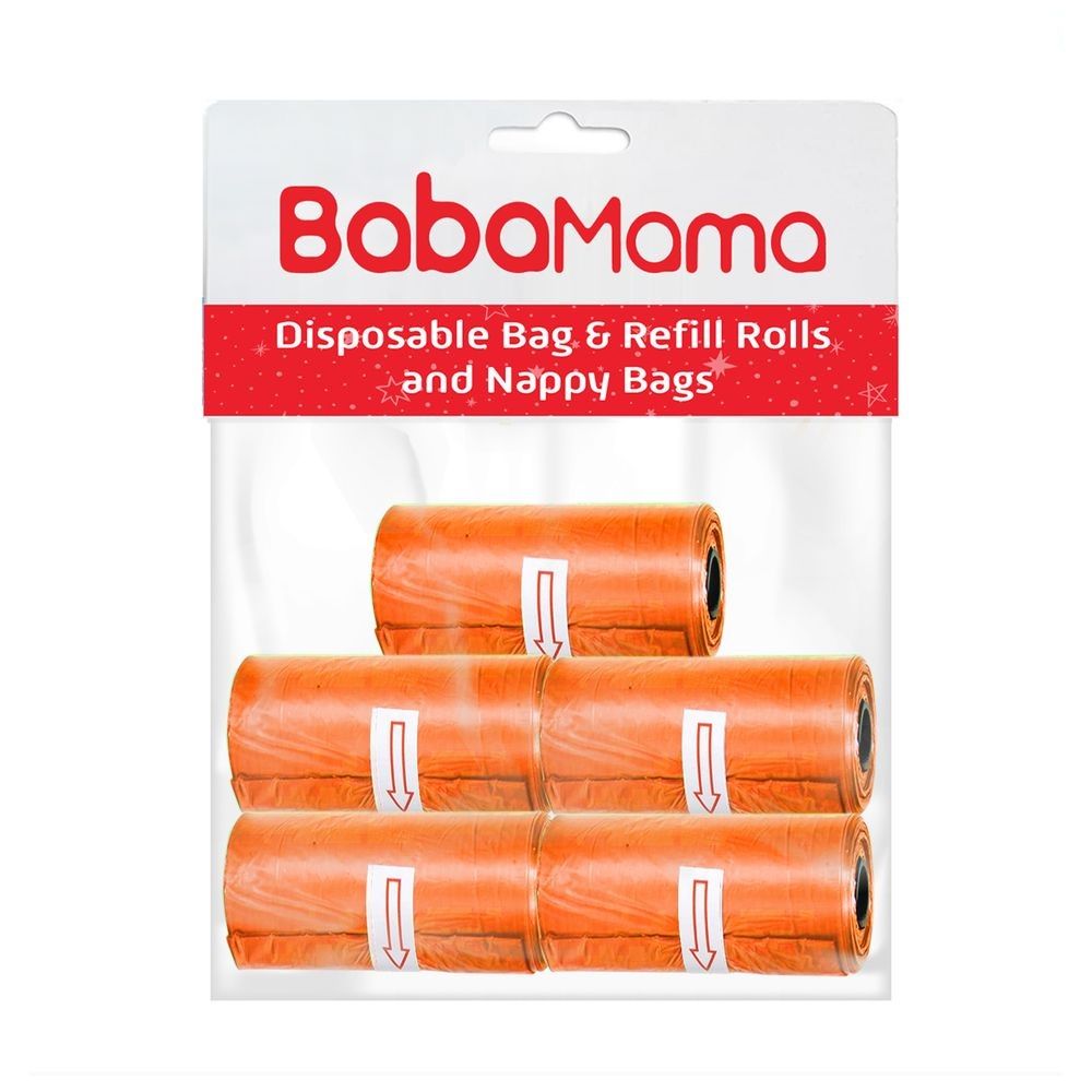Babamama Disposable Dispenser Refills Bag Pack of 5 Orange