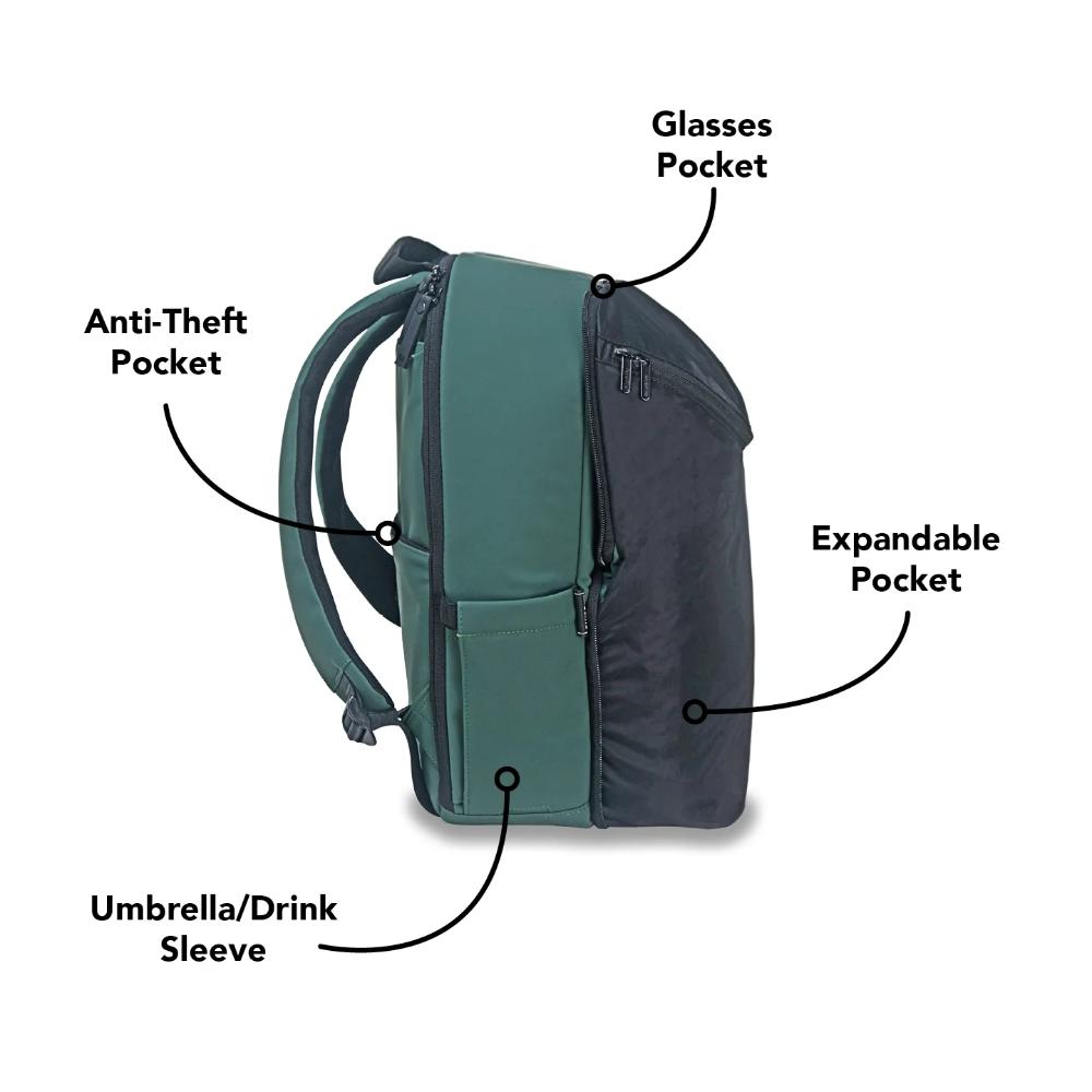 Miamily - Expanding Travel Backpack - 30L - Forest Green