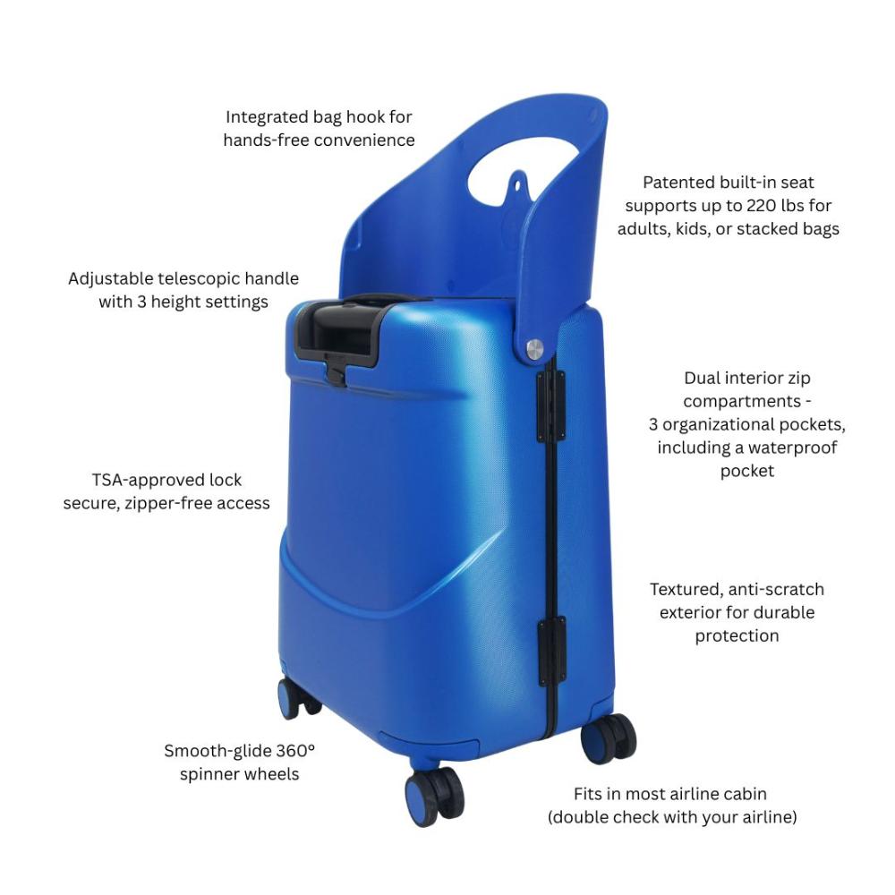 Miamily - Carry-On Luggage with Patented Child Seat - 18-Inch - Cobalt Blue