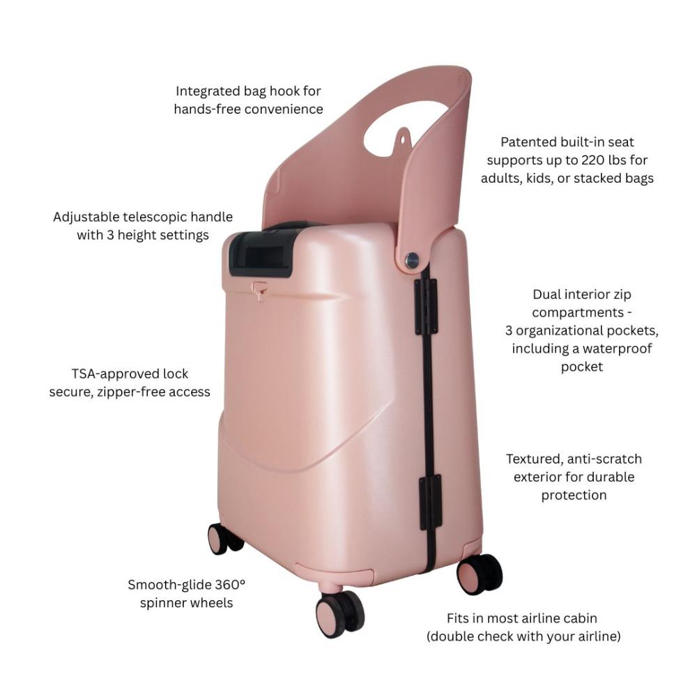 Miamily - Carry-On Luggage with Patented Child Seat - 18-Inch - Dusty Pink