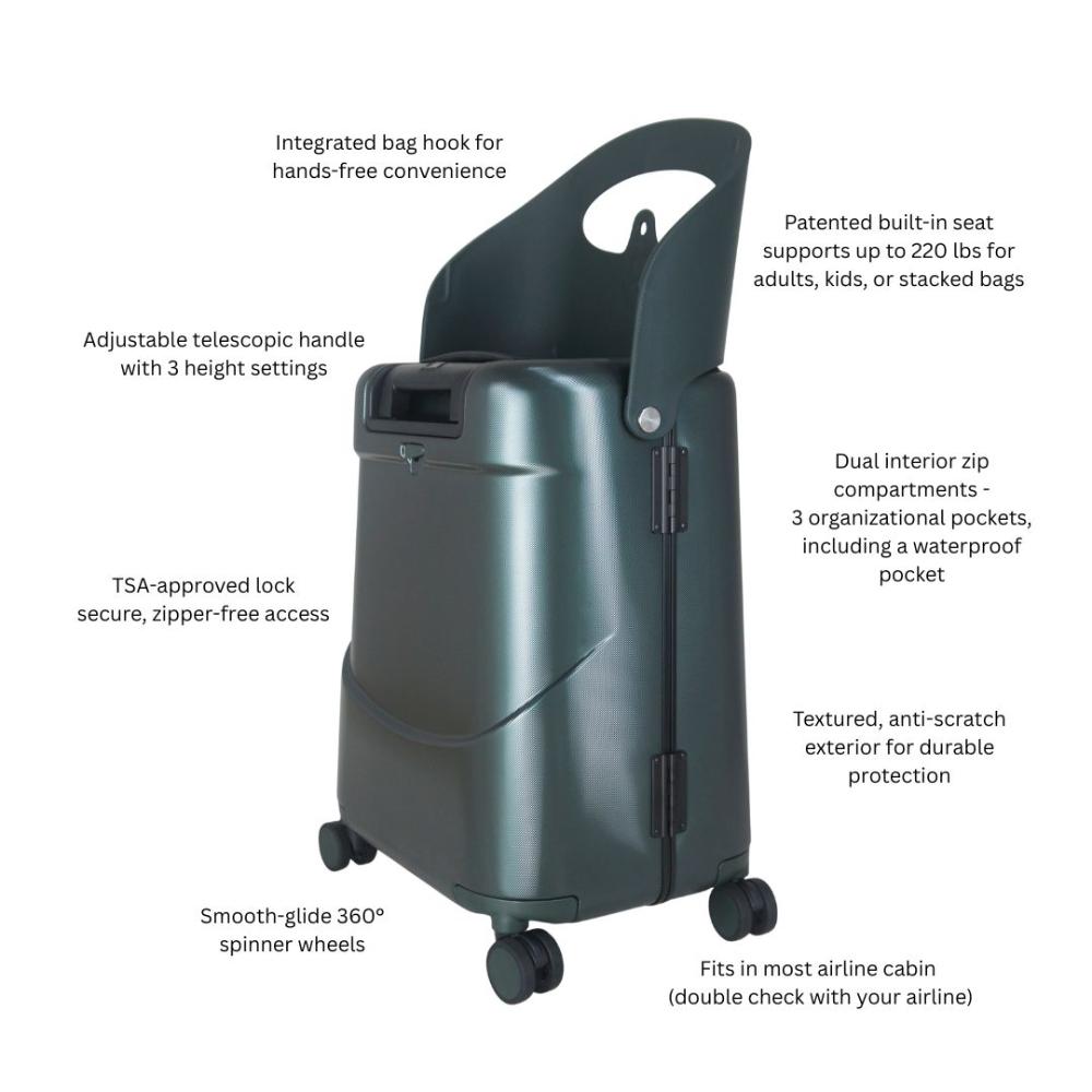 Miamily - Carry-On Luggage with Patented Child Seat - 18-Inch - Forest Green