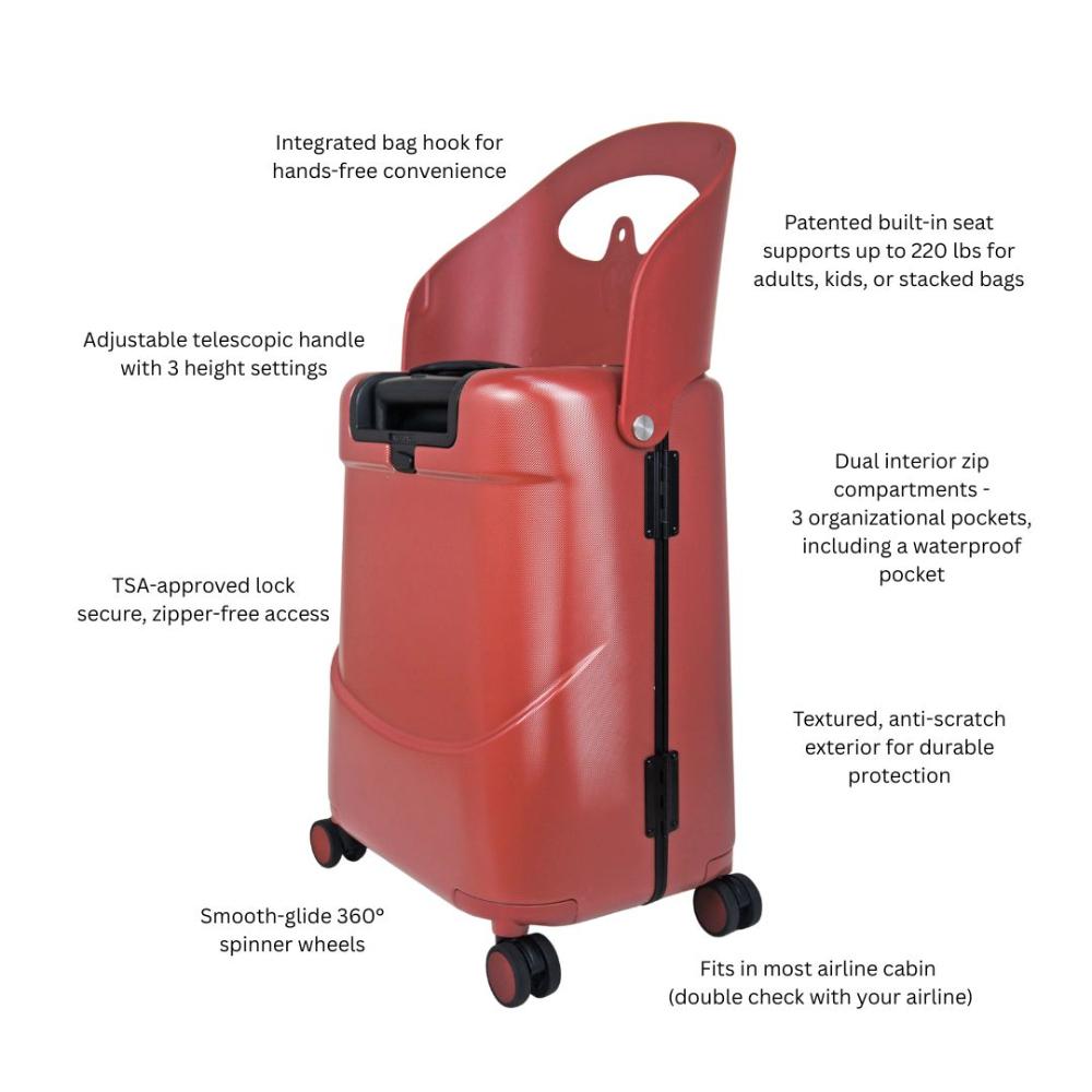 Miamily - Carry-On Luggage with Patented Child Seat - 18-Inch - Maroon Red 