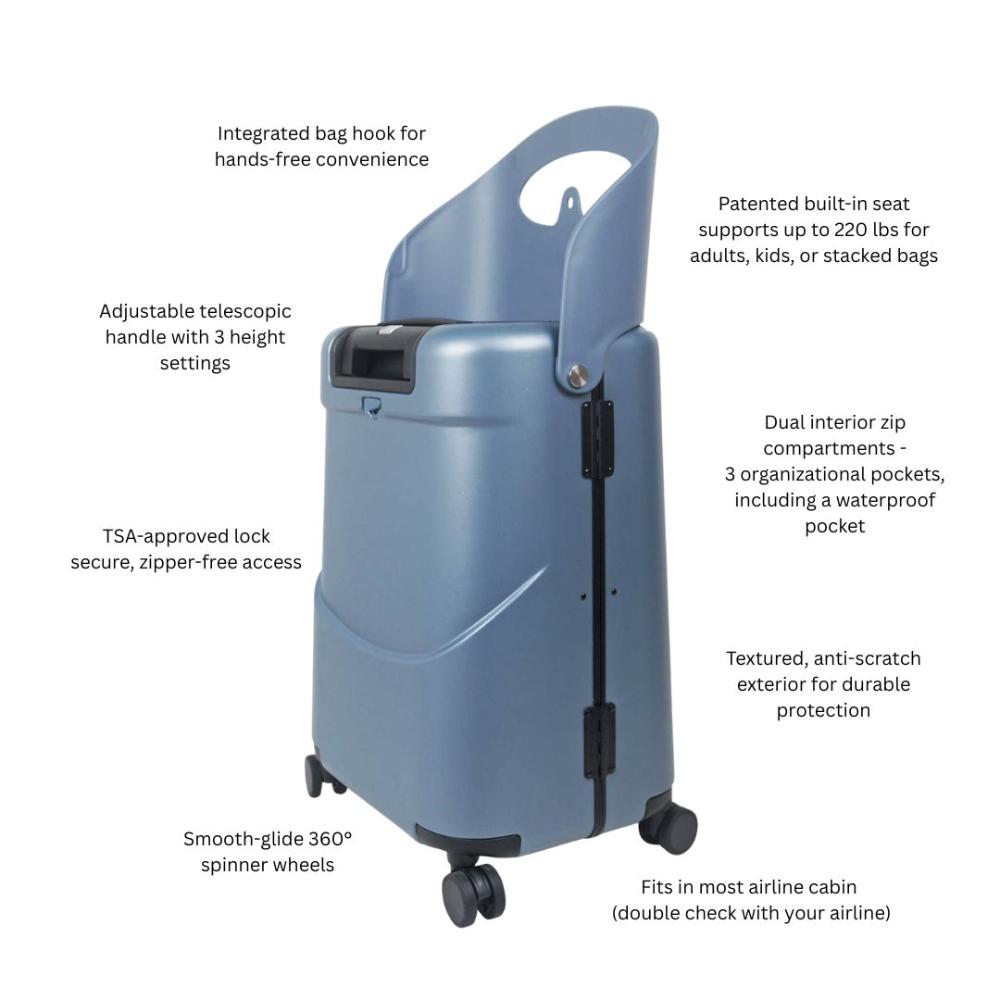 Miamily - Carry-On Luggage with Patented Child Seat - 18-Inch - Slate Blue