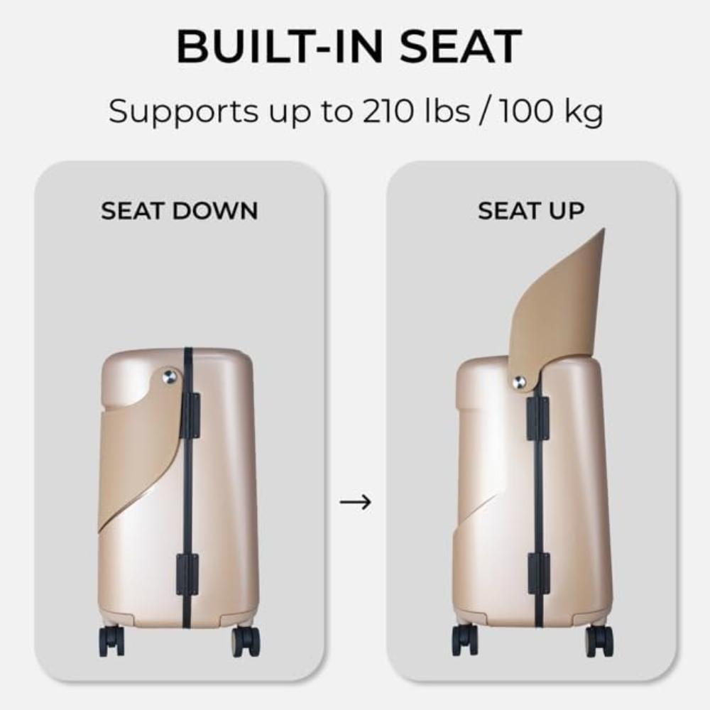 Miamily - Carry-On Luggage with Patented Child Seat - 18-Inch - Metallic Gold 