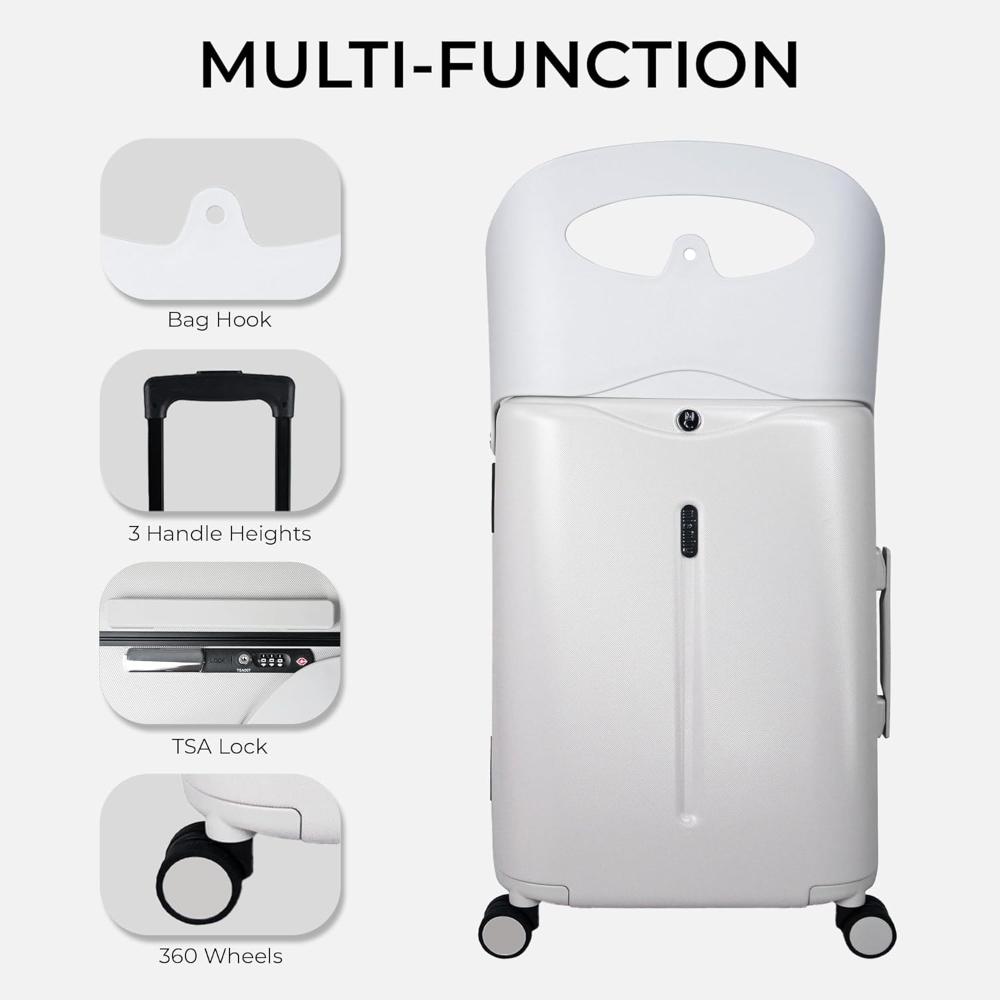 Miamily - Carry-On Luggage with Patented Child Seat - 18-Inch- Mist Grey