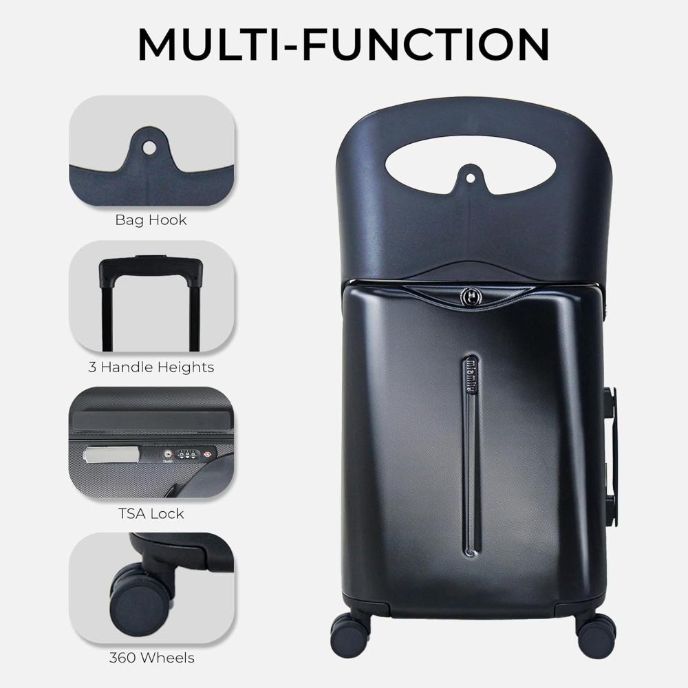 Miamily - Carry-On Luggage with Patented Child Seat - 18-Inch - Midnight Black 