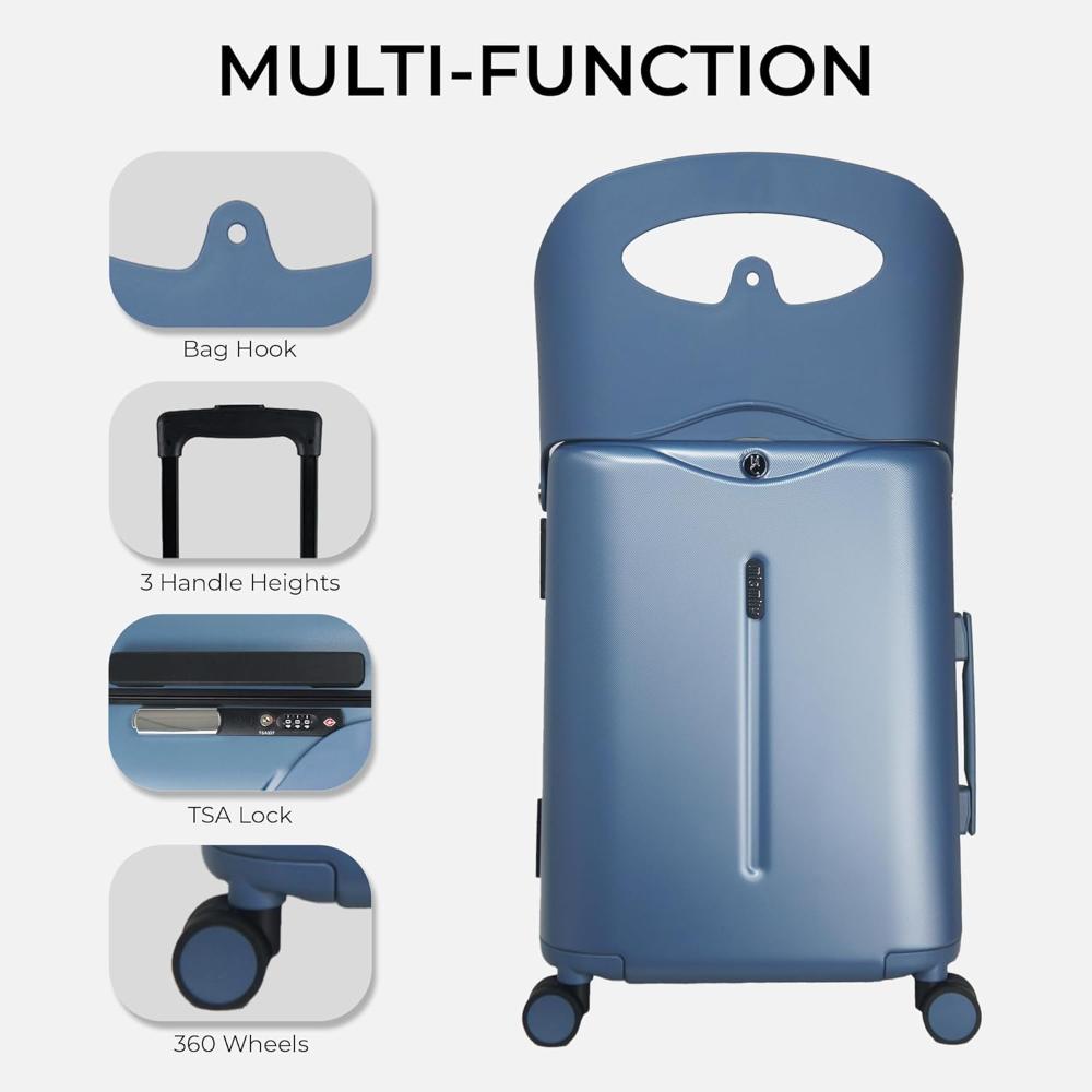 Miamily - Carry-On Luggage with Patented Child Seat - 18-Inch - Slate Blue