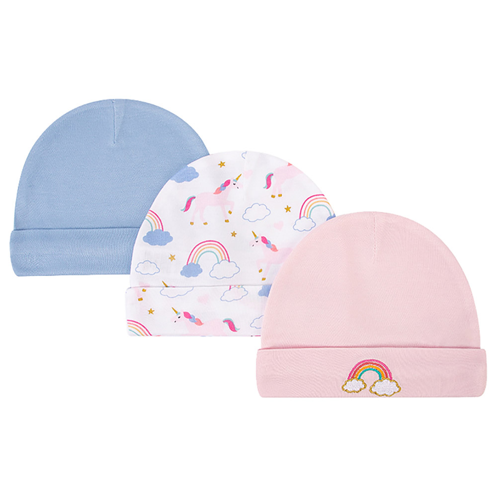 Hudson Childrenswear Baby Gils Beanie Cap Unicorn & Rainbows - 3 Pcs