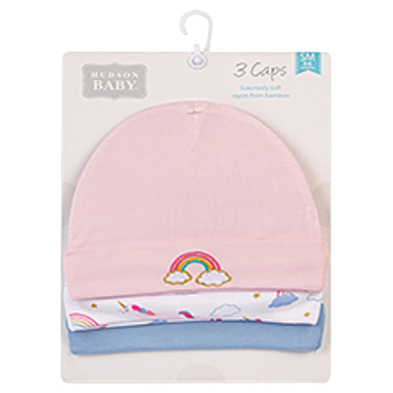 Hudson Childrenswear Baby Gils Beanie Cap Unicorn & Rainbows - 3 Pcs