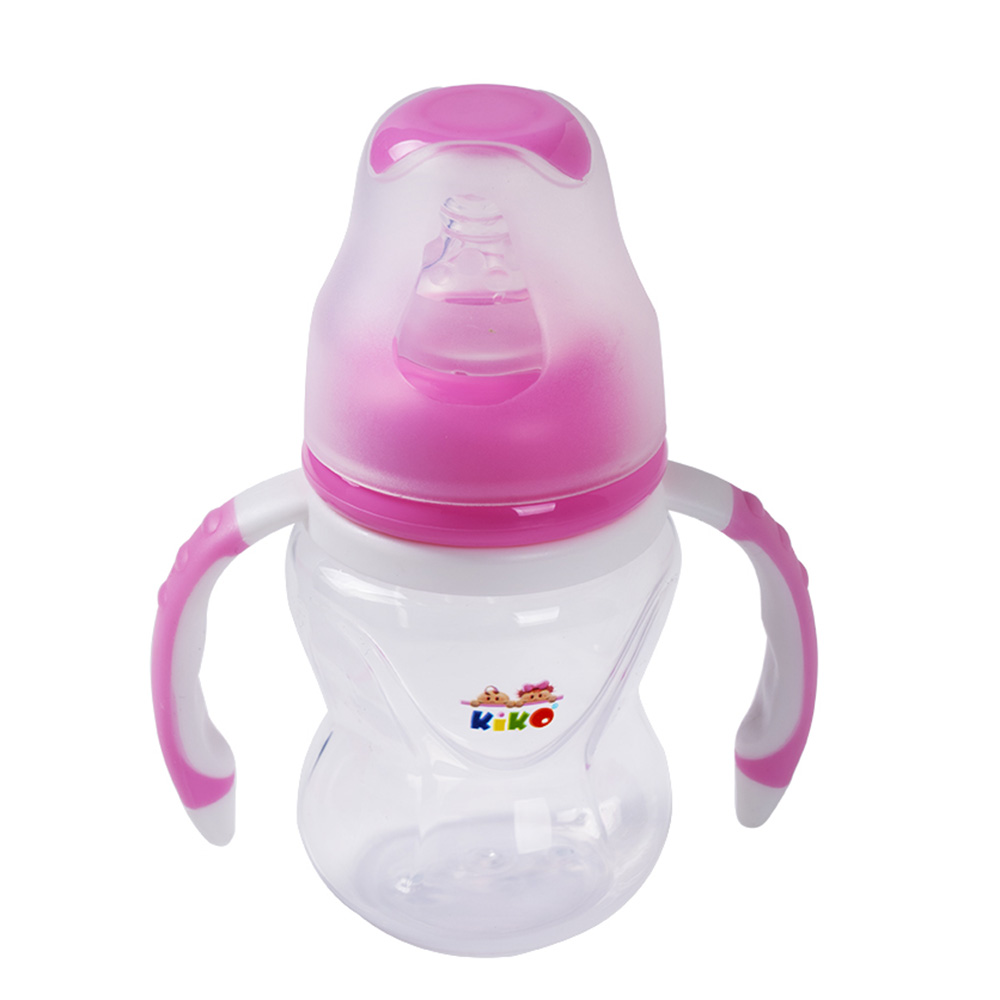 Kiko - Silicon Nipple Feeding Bottle 1 With Handle - Pink - 120 ml