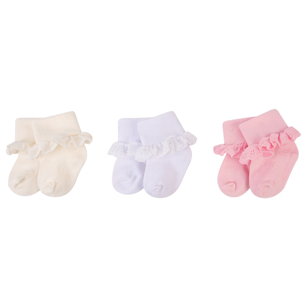 Hudson Childrenswear Socks with Lace Trim - 3 Pcs