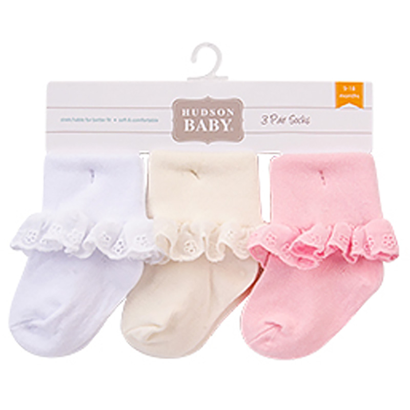 Hudson Childrenswear Socks with Lace Trim - 3 Pcs