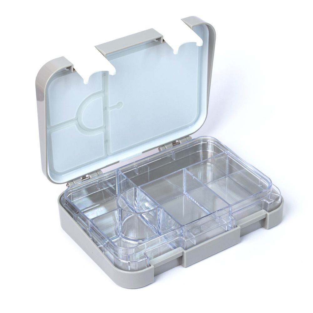 Bonjour - 4/6 Compartment Dual Lock Snax Box - Grey Astronaut