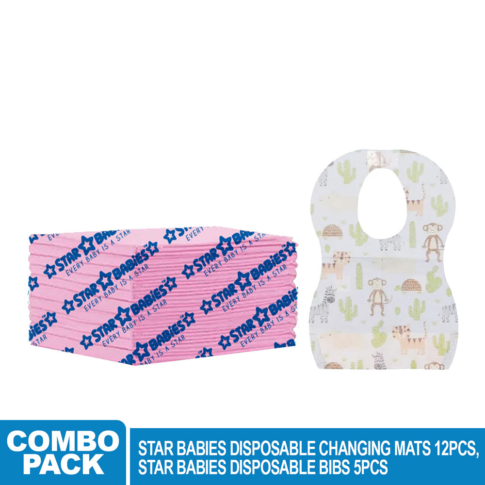 Star Babies - Disposable Bibs 5pcs With Changing Mat 12pcs - Animal