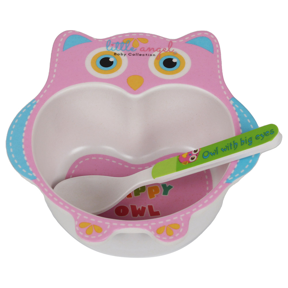 Little Angel Kids Owl Cute Cartoon Bowl With Spoon Set
