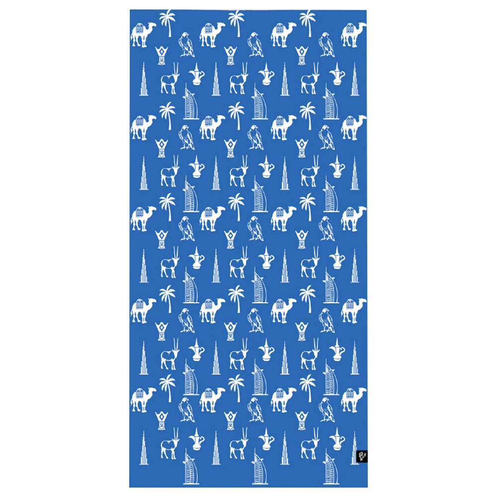 Bu Towel UAE Icons Beach Towel for Kids Large - Blue
