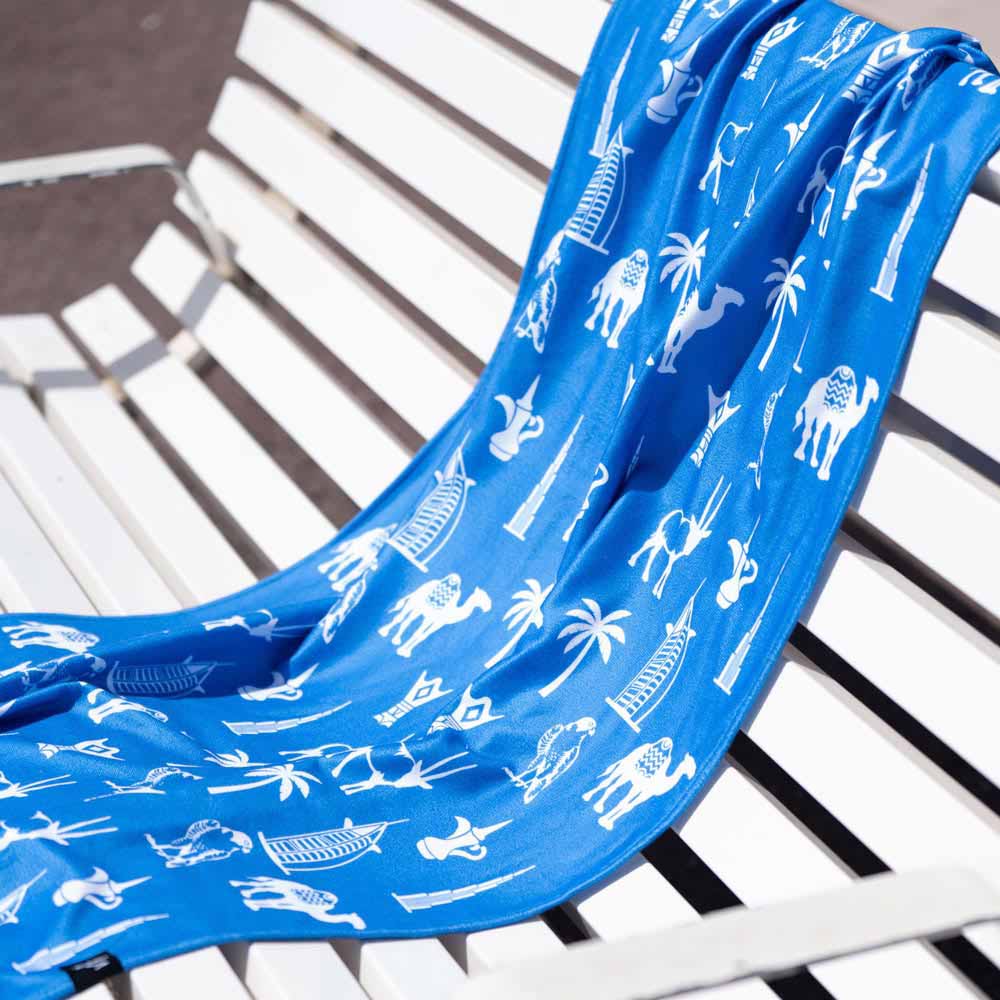 Bu Towel UAE Icons Beach Towel for Kids Large - Blue