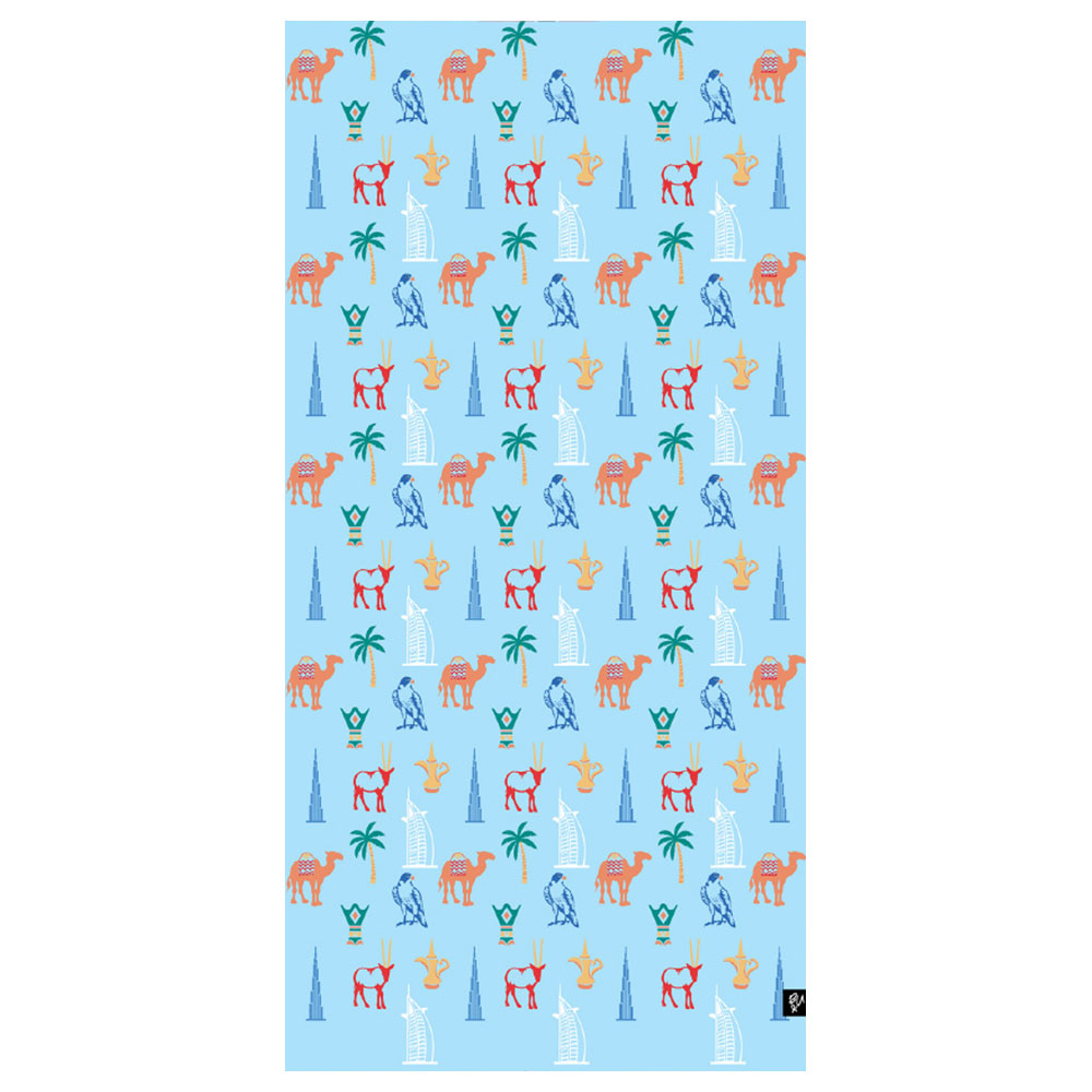 Bu Towel UAE Icons Beach Towel for Kids Large - Baby Blue