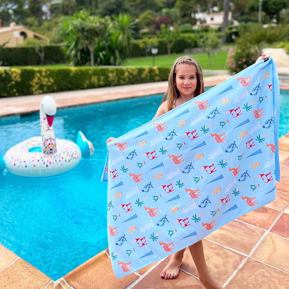 Bu Towel UAE Icons Beach Towel for Kids Large - Baby Blue