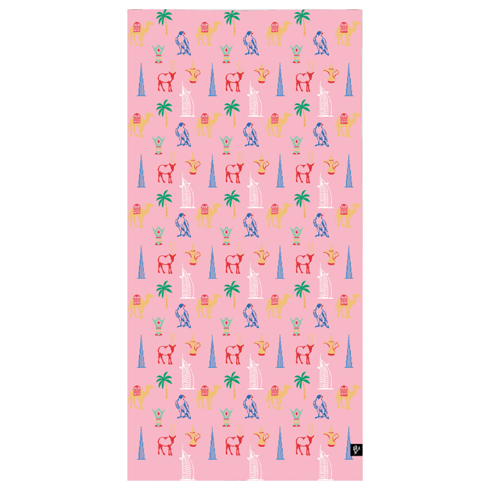Bu Towel UAE Icons Beach Towel for Kids Large - Pink