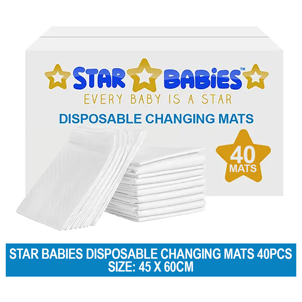 Star Babies - Disposable Changing Mat - L - 45 X 60 cm - 40pcs - White