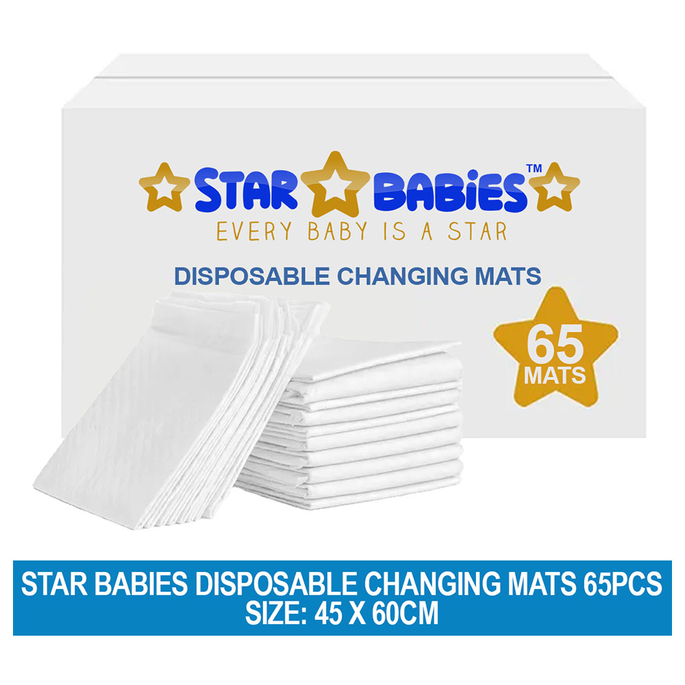 Star Babies - Disposable Changing Mat - L - 45 X 60 cm - 65pcs - White