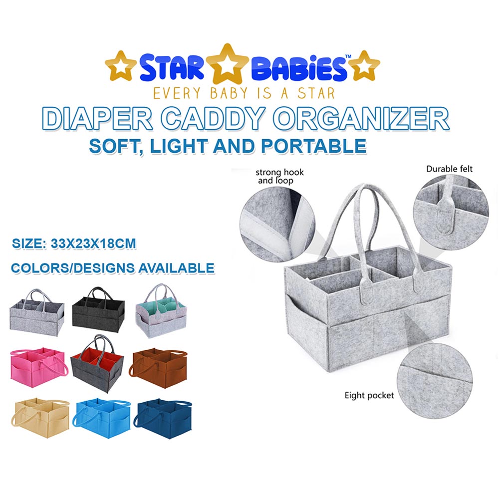 Star Babies Baby Mosquito Bed Grey with Caddy Diaper Organizer - Grey
