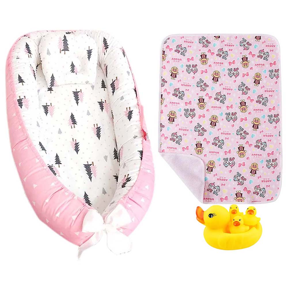 Star Babies - Baby Sleeping Bed Pod with Reusable Changing Mat & Rubber Duck - Pink