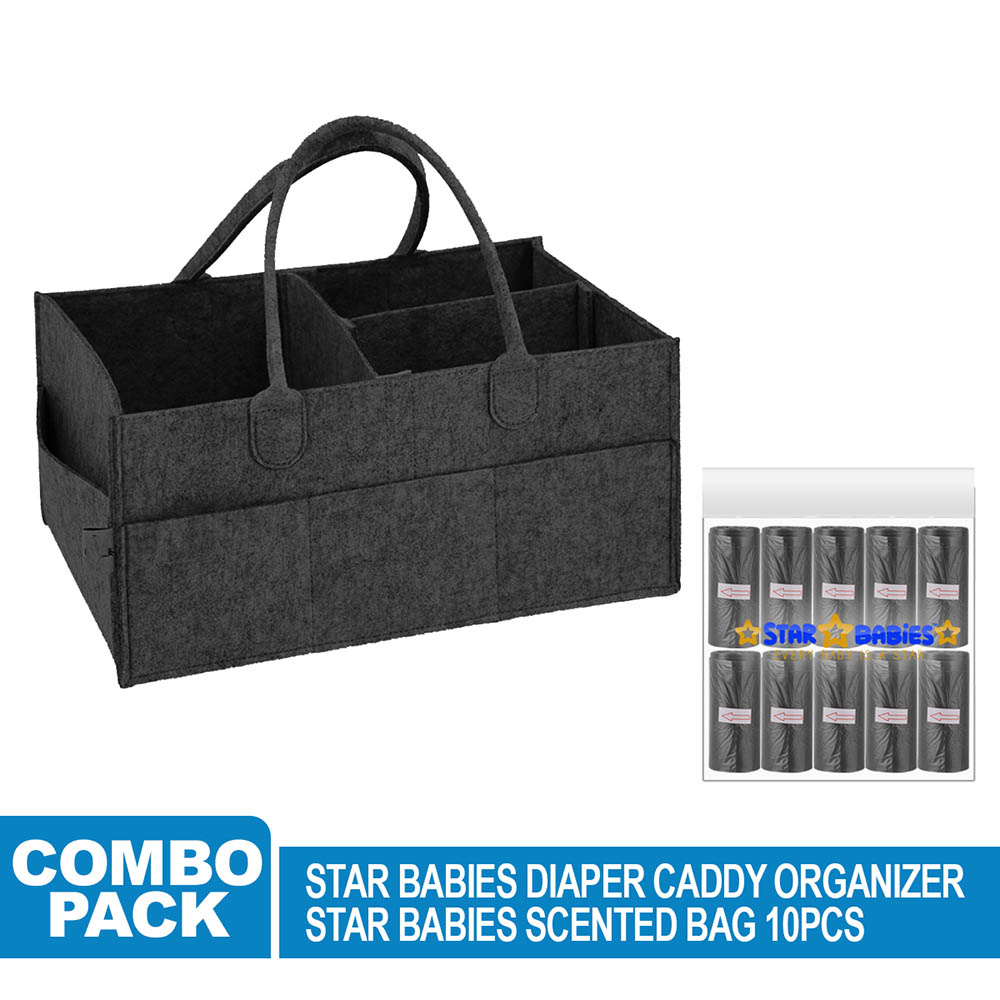 Star Babies - Caddy Diaper Bag Organizer with Scented Bag - 10pcs - Black