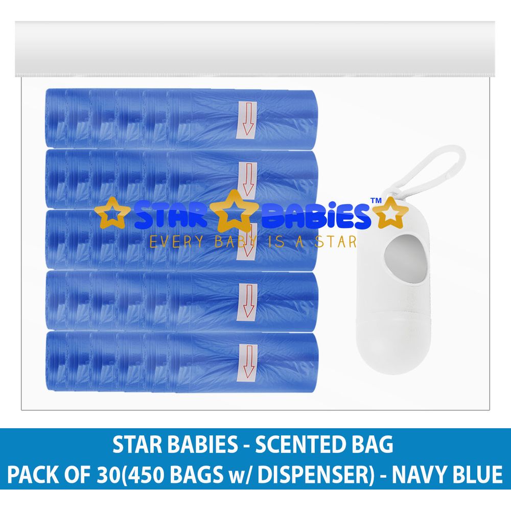 Star Babies - Scented Nappy Bag 450pcs with Dispenser - Navy Blue