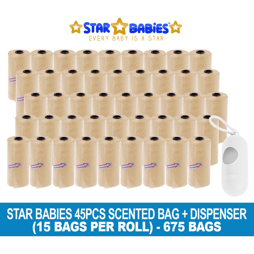 Star Babies - Scented Nappy Bag 675pcs with Dispenser - Ivory