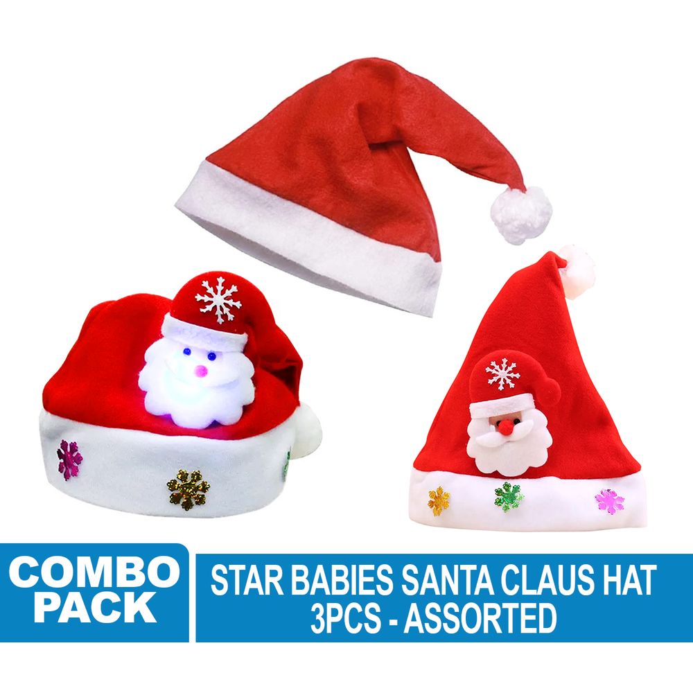 Star Babies - Christmas Hat With Light & Christmas Hat Without Light - 2pcs