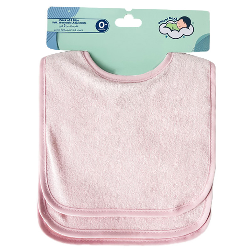 Amchi Baby - Waterproof Baby Bibs - 3pcs - Pink