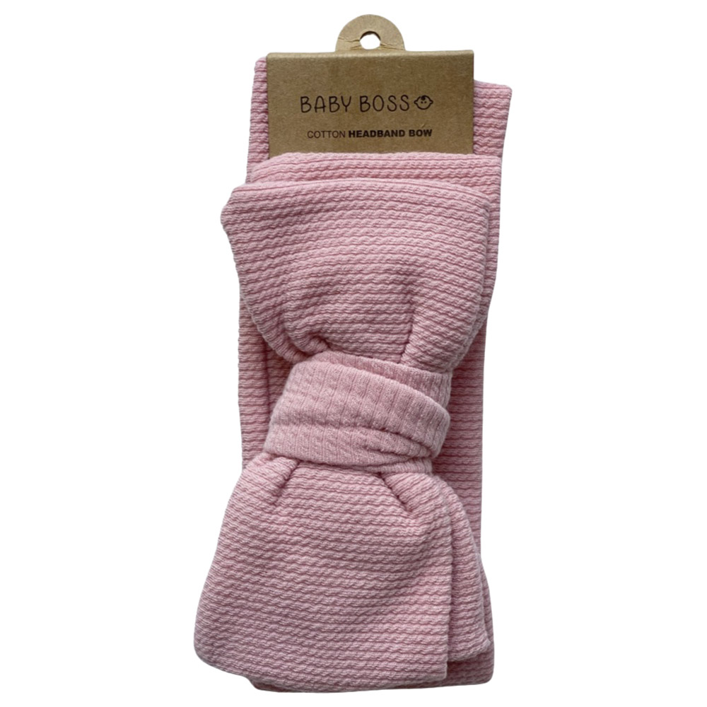 Baby Boss Cotton Headband Bow - Pink