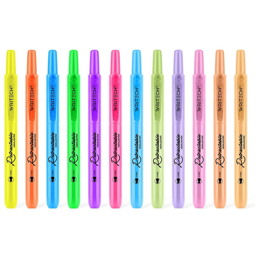 Writech - Retractable Highlighter - 12pcs