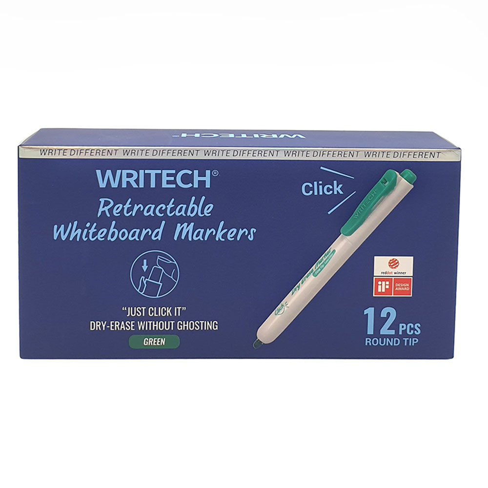 Writech - Retractable Whiteboard Marker - Green - 12pcs