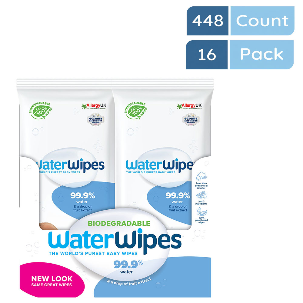 Waterwipes - Original Plastic Free Wipes - Pack Of 16 - 448 Wipes