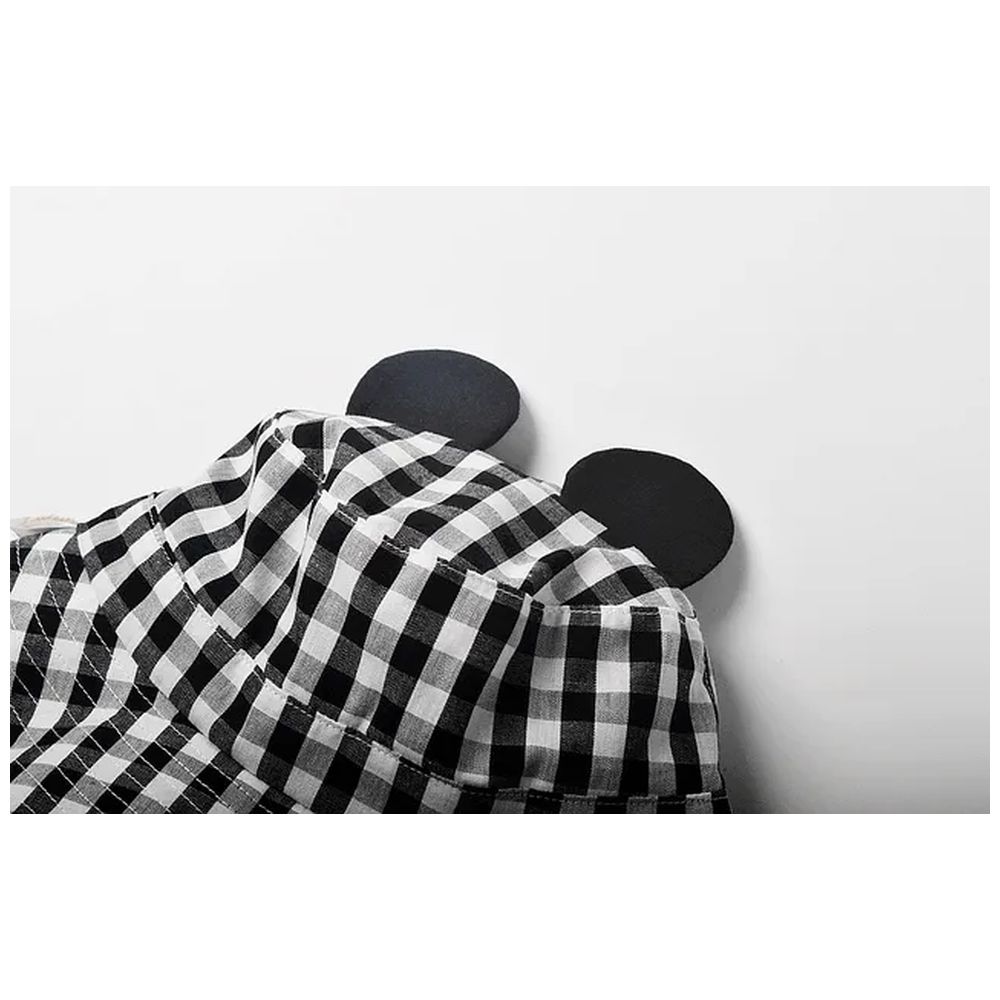 The Girl Cap 3d Ears Detailed Checked Bucket Hat - Black/White