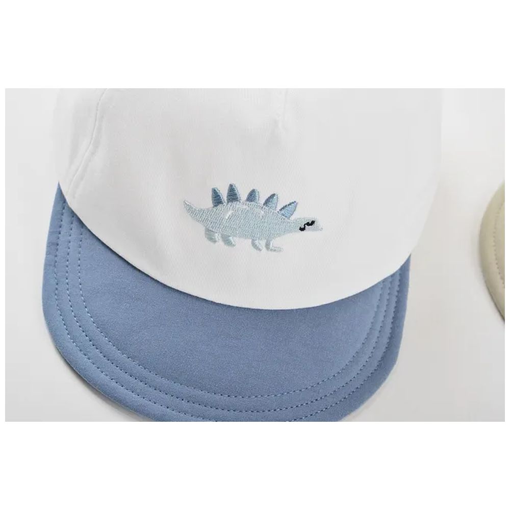 Wonder Kids Boy's Dinosaur Embroidered Cap - White/Blue