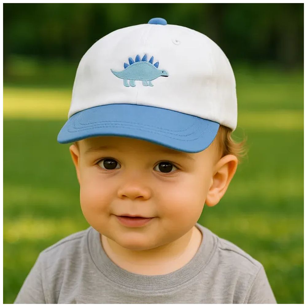 Wonder Kids Boy's Dinosaur Embroidered Cap - White/Blue