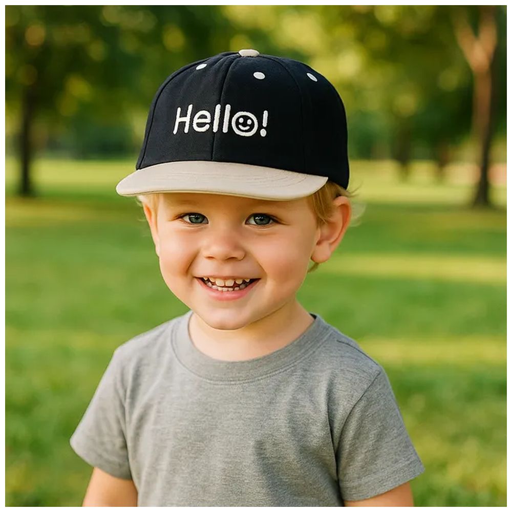 Wonder Kids Kids' Hello Embroidered Cap - Black