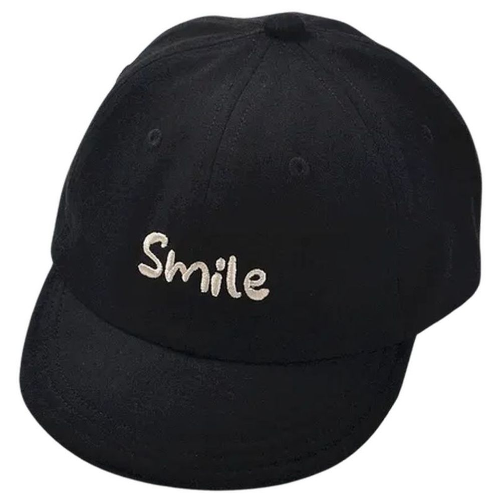 Wonder Kids Smile Embroidered Cap - Black