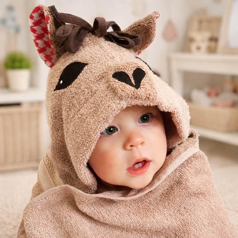 Baa Baa Black Sheep - Camel Hooded Beach Towel - Brown