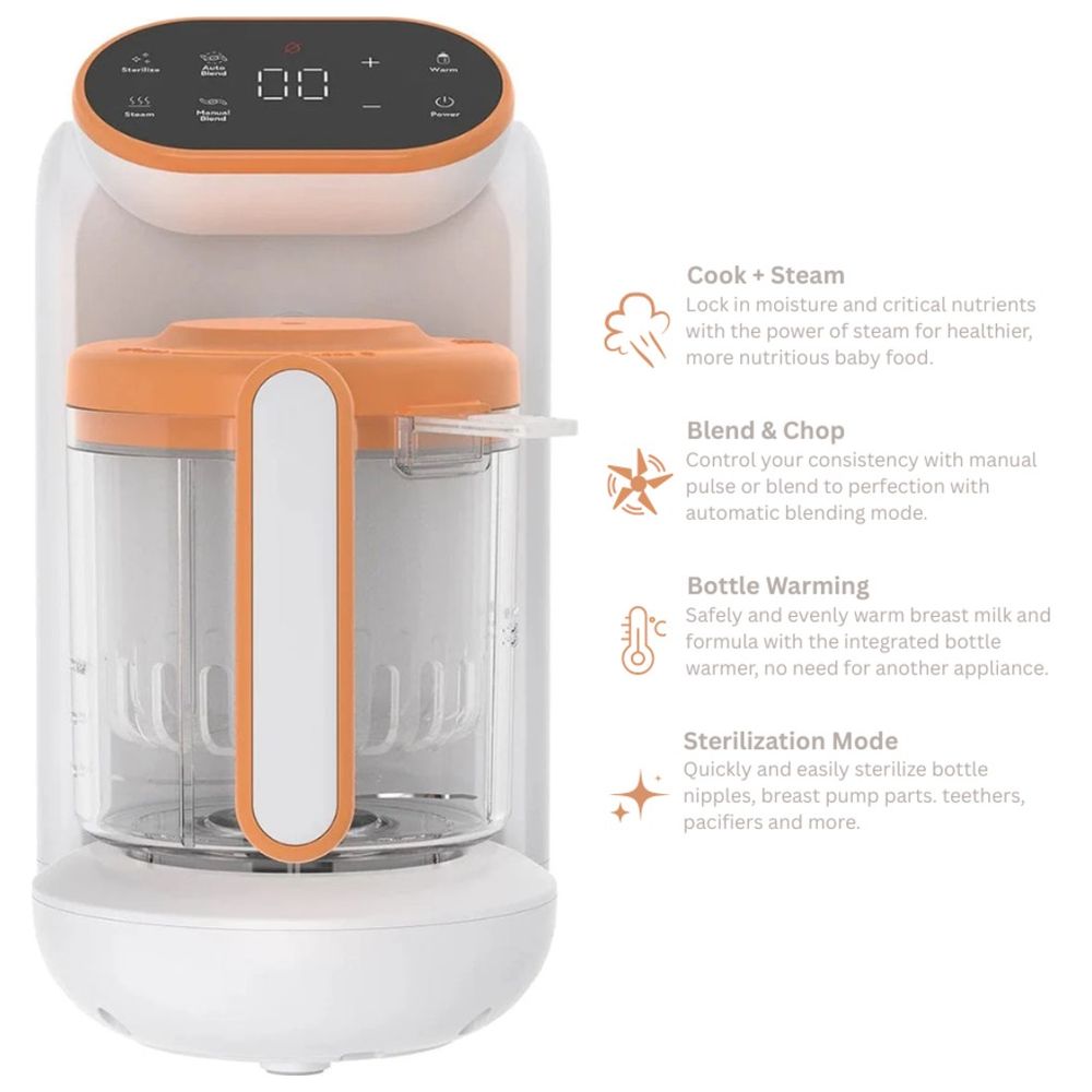 Quark Quook 5 In 1 Baby Food Processor White/Orange