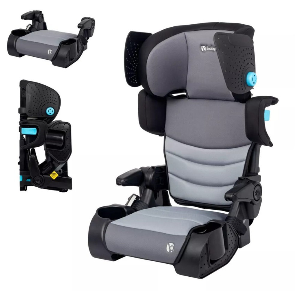 Baby Trend - Koa Slim Booster Car Seat With Side Sun Visors & Latch - Cosmic Grey