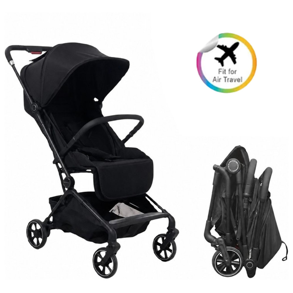 Momcozy - One-Hand One-Click Folding Cabin Baby Stroller - Black