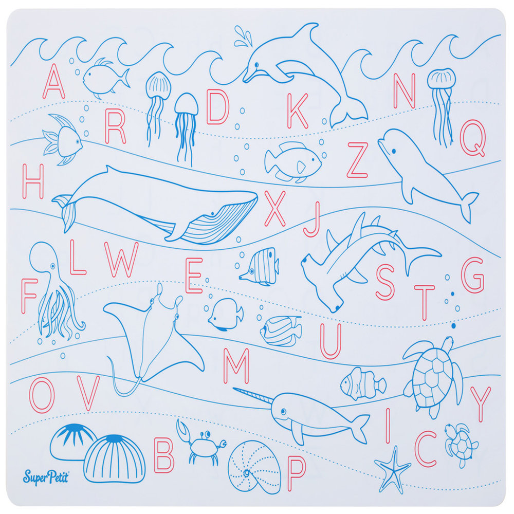 Super Petit - Ocean Alphabet Letters Reversible Mats With 3 Thin Tip Markers